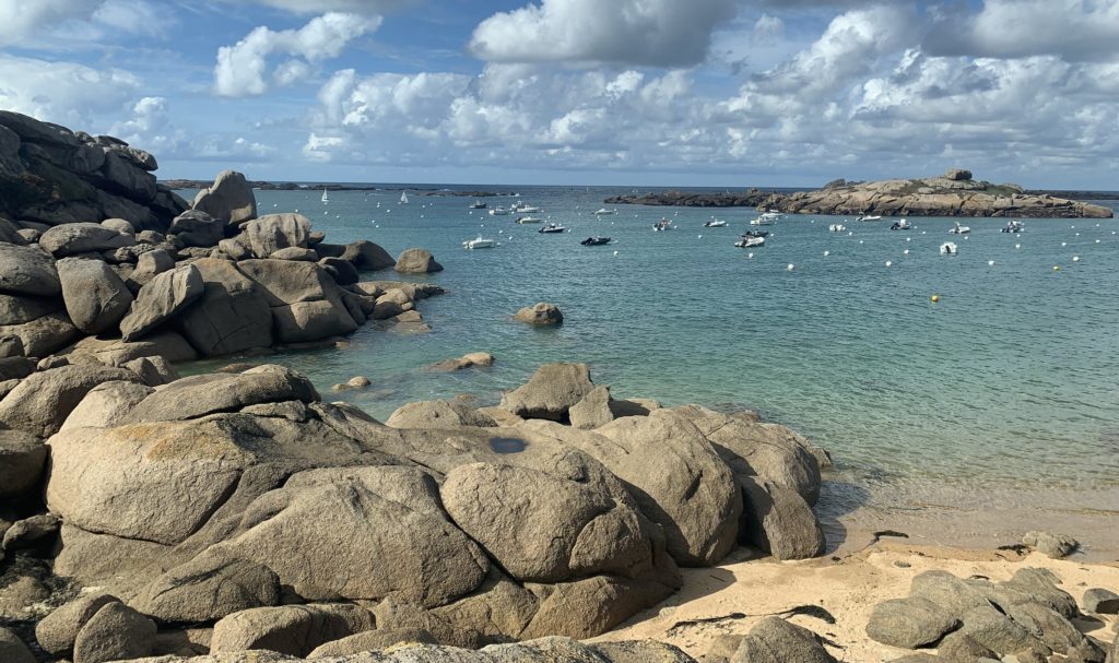 pink granite coast beach as bike destination (north France)